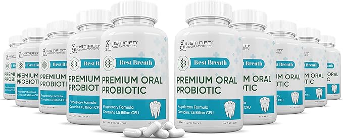 Justified Laboratories (10 Pack) Best Breath 1.5 Billion CFU Probiotic Oral Support 600 Capsules