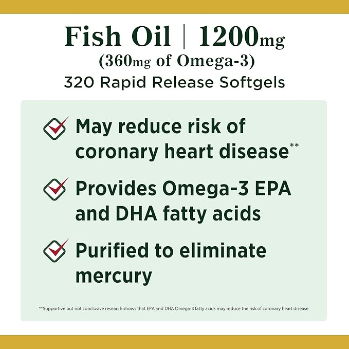 Nature's Bounty Fish Oil Softgels 1200 mg 320 Count
