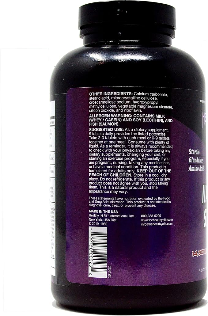 Healthy 'N Fit Nature's Sterols 270 tablets - Glandulars with Amino Acids Herbs Stim-free Energy and Electrolytes.