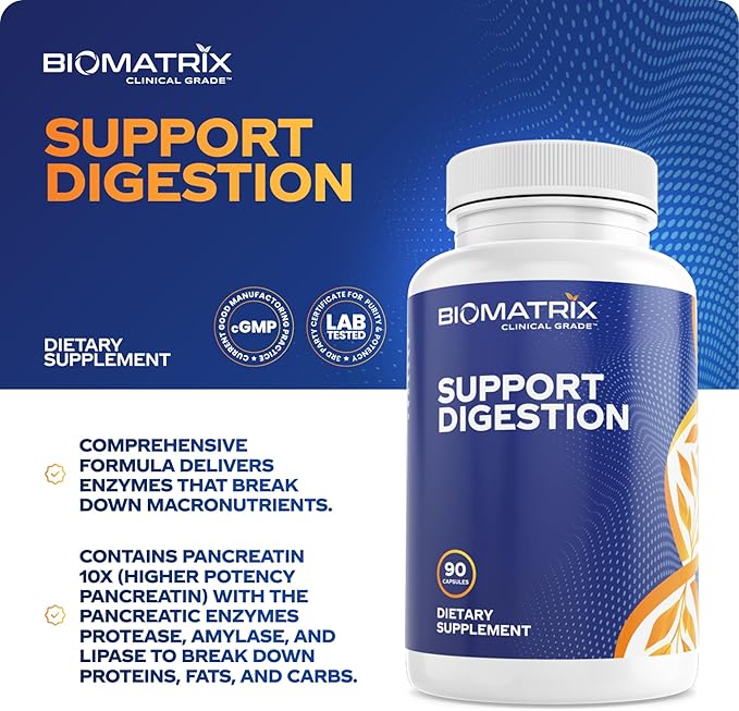 Digestive Enzymes Supplement (90 Capsules) Support Digestion - with Purified Bile Pancreatin Plant Enzymes Ox Bile Betaine HCL Support Digestion of Fats Carbohydrates and Proteins