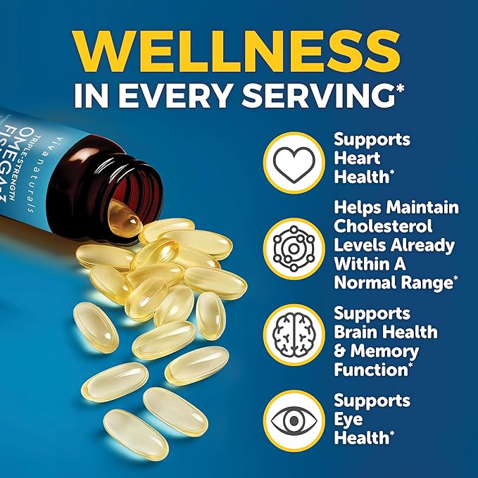 Viva Naturals Omega 3 Fish Oil Supplement for Women and Men - 2500 mg Triple Strength Fish Oil Pills with Re-Esterified Omega 3 Fatty Acids Including EPA DHA DPA - 240 Pescatarian-Friendly Softgels