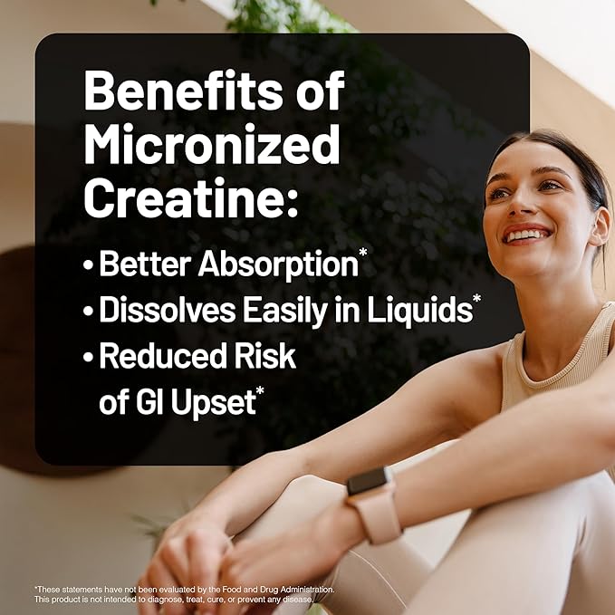 NatureWise Micronized Creatine Monohydrate Powder 5000mg (5g) Per Serving - Creatine for Women &amp Men - Pure Unflavored Supports Lean Muscle Mass Endurance - 100 Servings