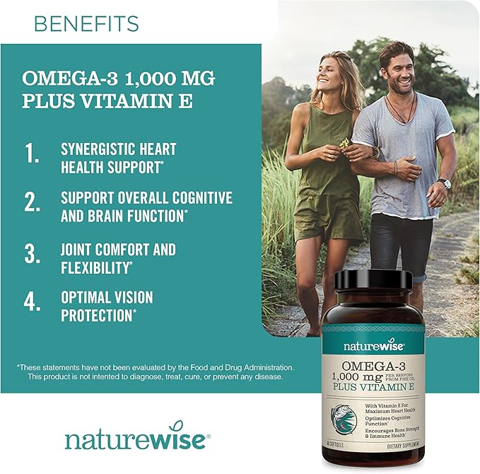 NatureWise 1000mg Omega 3 600mg EPA 400mg DHA with Vitamin E 180ct &amp Vitamin B Complex for Women and Men 150 Softgels[5-Month Supply]
