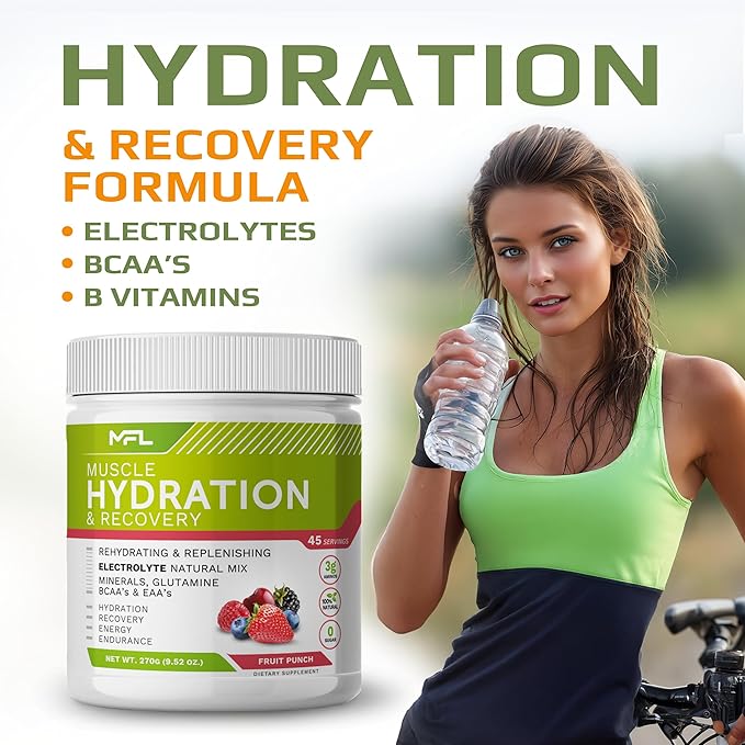 Hydration and Electrolyte Recovery Mix | 0 Sugar | Amino Blend | 45 Servings (Fruit Punch)