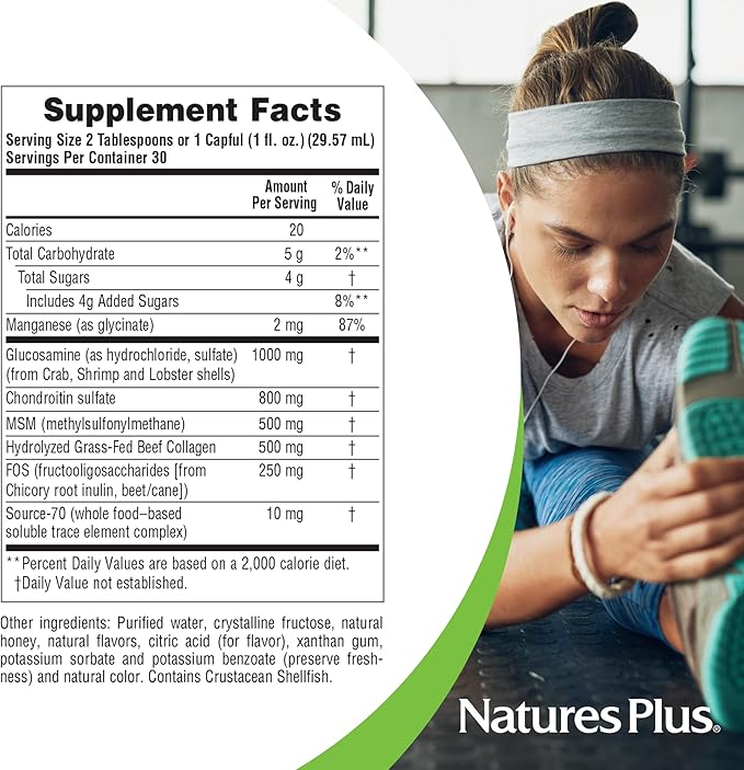 Natures Plus Ultra Rx-Joint Liquid Honey Lemon - 30 fl oz - Supports Healthy Joint Function - with Glucosamine Chondroitin &amp MSM - Gluten Free - 30 Servings