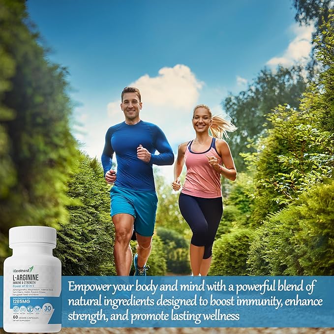 L-Arginine Capsules - 1285MG Blend of Ashwagandha L-Theanine Magnesium GABA Zinc &amp Tart Cherry - Non-GMO 60 Veggie Capsules for Men and Women
