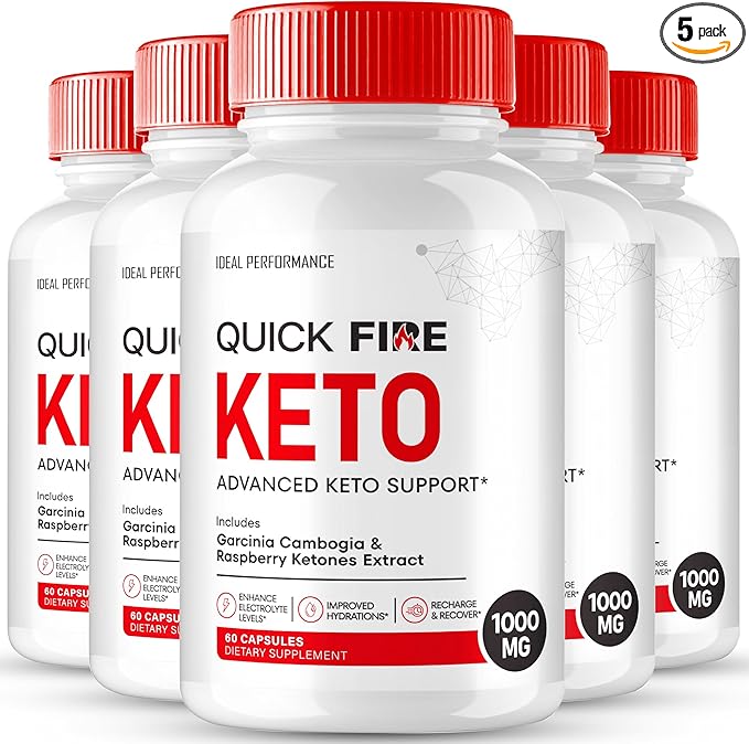 Quick Fire Keto Capsules QuickFire Advanced Formula Supplement Pills - Maximum Strength Quick Fire Health and Wellness Capsules All Natural Keto Pills QuickFire Keto Reviews (5 Pack)