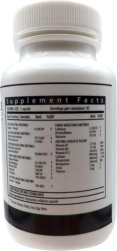 Digestive Enzymes Elite to Support Gallbladder &amp Bloating | Vegetarian Vegan Natural | 90 Caps