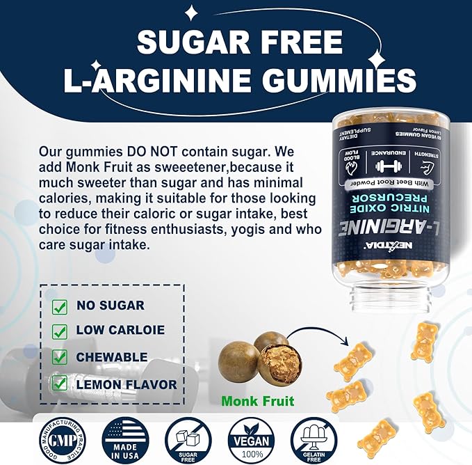 Nextdia Sugar-Free CoQ10 200mg + L Arginine Gummies