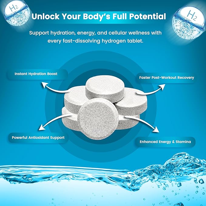 Hydrogen Water Tablets 12 PPM – Molecular H₂ Tablets with Magnesium | H2 TAB Antioxidant Support for Energy Cellular Health Recovery &amp Cognitive Function 60 Count Raspberry