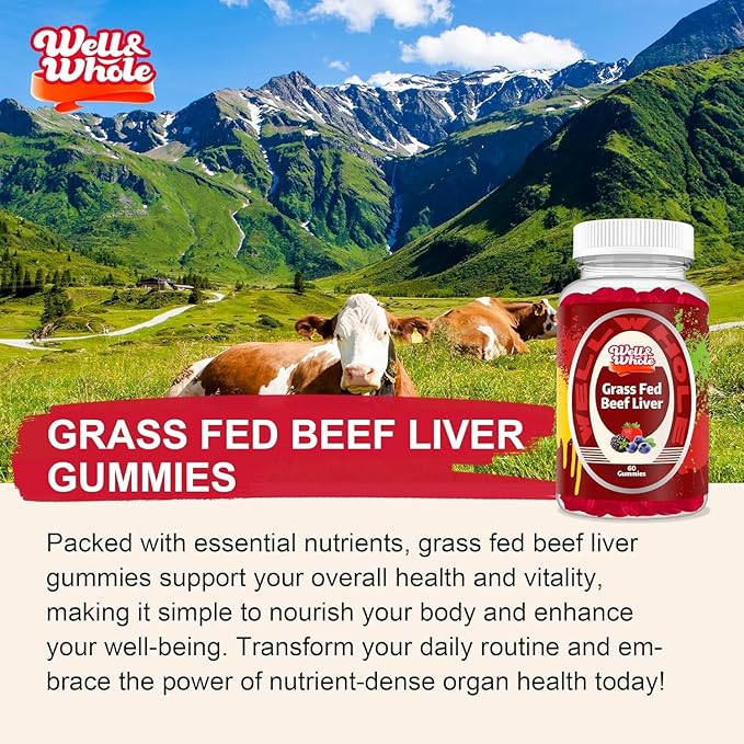 Well&ampWhole Grass Fed Beef Liver Gummies and Grass Fed Beef Kidney Gummies