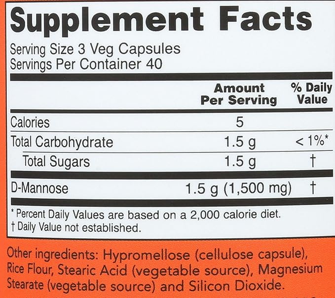 Now Foods D-Mannose 120 Caps 500 mg (Pack of 3)
