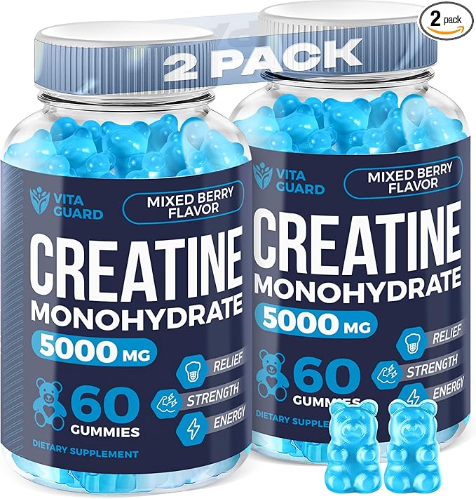 5000mg Creatine Monohydrate Gummies Formula for Men and Women Ultimate Muscle Builder Energy Booster &amp Pre-Workout Supplement (2 Pack)