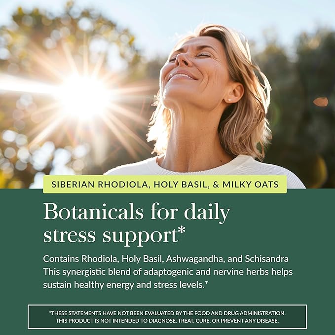 Gaia Herbs Adrenal Health Daily Support - Herbal Supplement with Ashwagandha Holy Basil &amp Schisandra - Help Maintain Healthy Energy &amp Stress Levels* - 120 Vegan Liquid Phyto-Caps (60 Servings