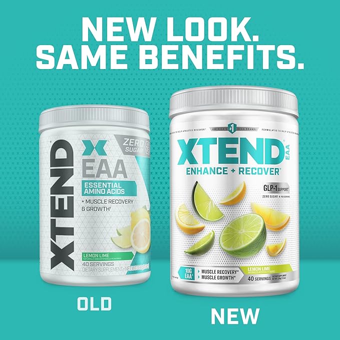 Xtend Scivation EAA + BCAA Powder | Muscle Recovery &amp Lean Muscle Growth | 9 Essential Amino Acids for Intra Workout or Post Workout Recovery | 10g EAAs Per 2 Servings | Lemon Lime 40 Servings