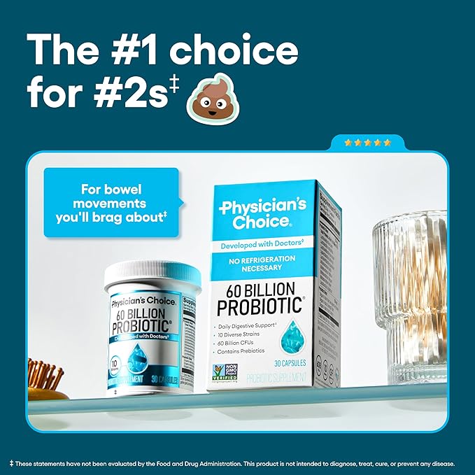 Physician's CHOICE 60 Billion Probiotic 60 Count + Easy Mix Fiber Bundle
