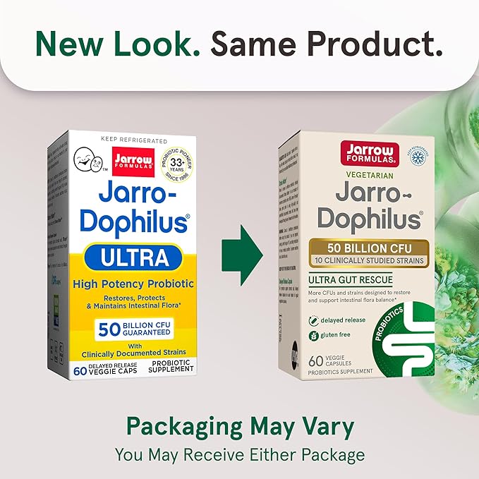 Jarrow Formulas Jarro-Dophilus Ultra Gut Rescue - 50 Billion CFU Per Serving - Probiotics Restore Protect &amp Maintain Intestinal Flora - 60 Servings (Delayed Release)