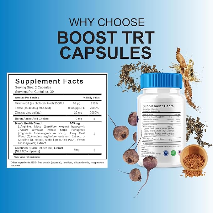 (2 Pack) Boost TRT Maximum Strength Performance Supplement BoostTRT Premium Capsules Boost TRT Maximum Strength Advanced Multivitamin Supplement BoostTRT Health Management Pills (120 Capsules)