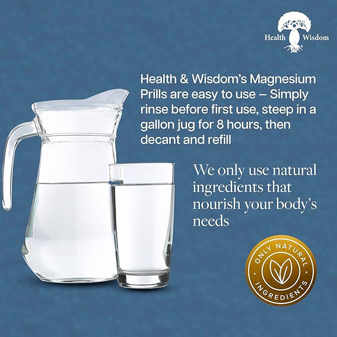 Health and Wisdom Magnesium Prills – Kiln-Dried Magnesium Oxide Beads for Structured “Thin” Water – Long-Lasting Reusable NSF/ANSI Certified – Use for Drinking Cooking Bathing &amp Laundry - 16 o