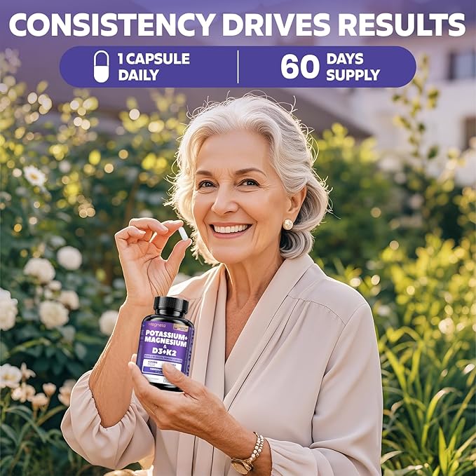 High-Potency Vitamin D3 10000IU K2 (MK-7) Potassium Magnesium Supplement - Advanced Synergistic Complex for Bone Immune Health Mood Balance &amp Energy Support