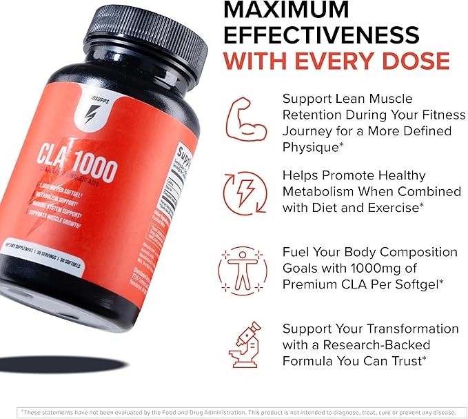 InnoSupps CLA 1000mg - CLA Supplements with Safflower Oil - Supports Metabolism Lean Muscle Recovery and Growth Stamina and Immune Health (30 Capsules)
