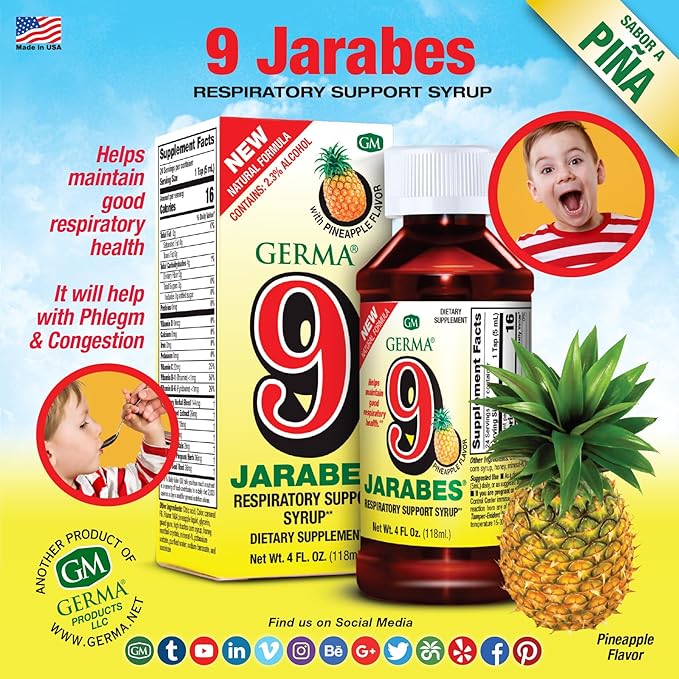 Germa 9 Jarabes Dietary Supplement 4 Fl oz. 2-Pack