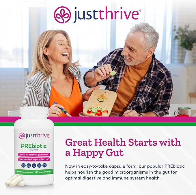 Just Thrive PREbiotic Capsules - Prebiotic Blend for Gut Health and Immune Support 120 Caps