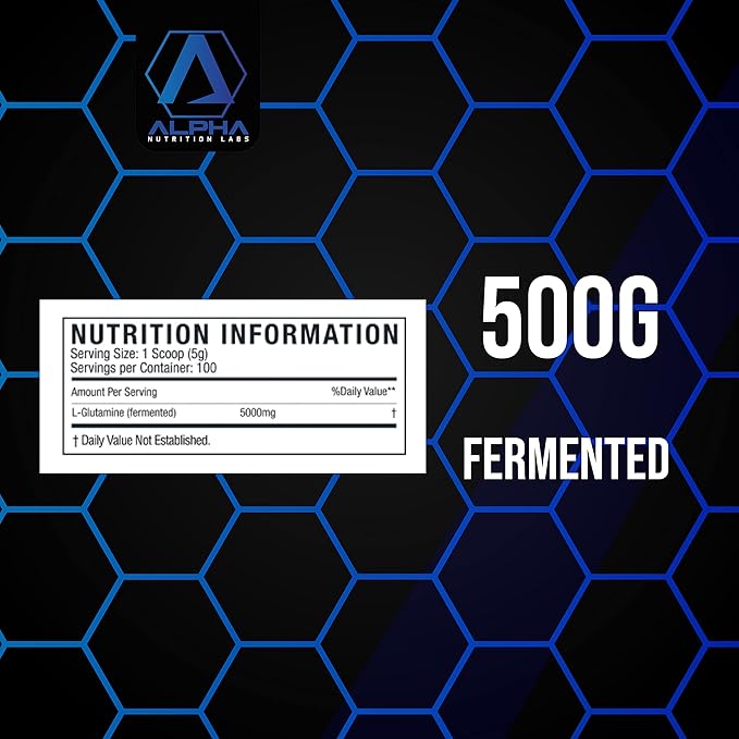 L-Glutamine Powder - 500g Fermented Plant-Based Amino Acid - Ultra-Pure Post Workout Recovery Muscle Support &amp Gut Health Supplement - Vegan Non-GMO - Unflavored