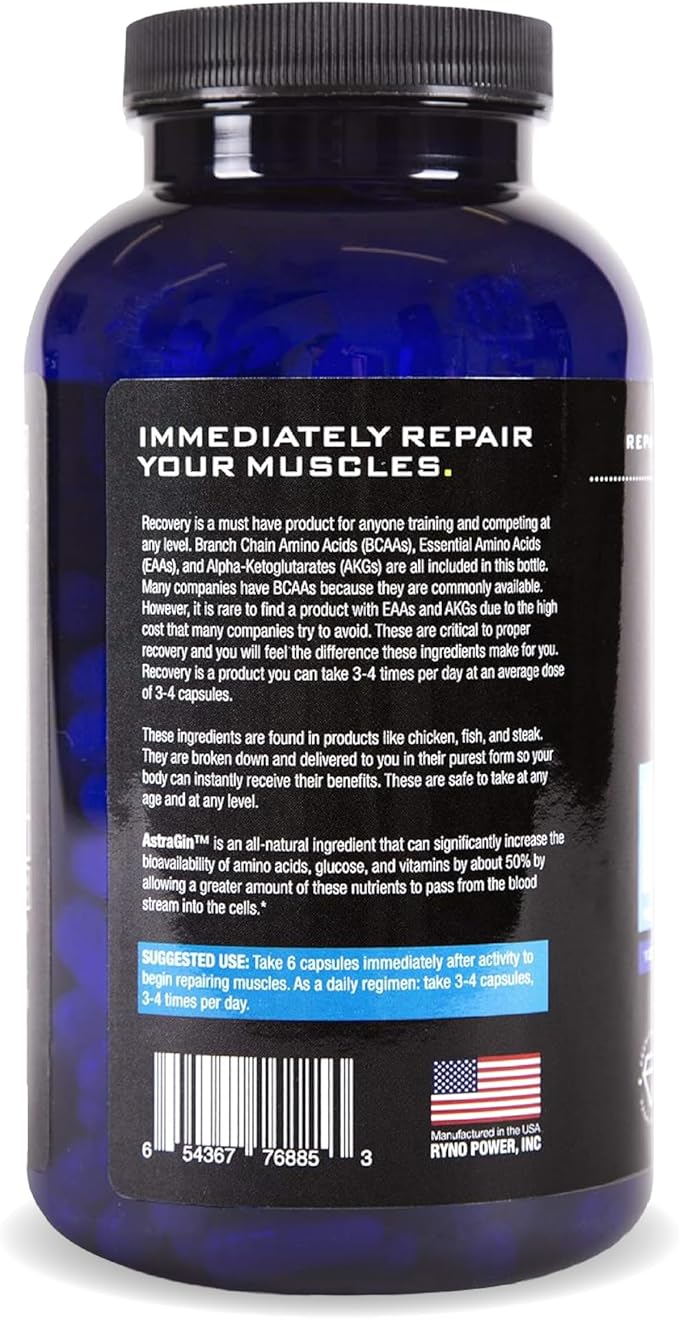 Ryno Power Recovery Post-Workout Supplement Capsules (33 Servings)
