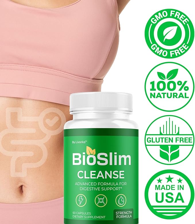 BioSlim Cleanse Capsules - Official Bio Slim Cleanse Loss Pills Supplement Advanced Premium Strength Formula BioSlim Cleanse Digestive Support Health &amp Wellness 60 Capsules for 1 Month