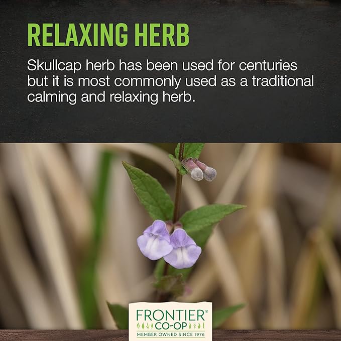 Frontier Co-op Organic Scullcap Herb Cut &amp Sifted Certified Organic Herbal Supplement 1lb - Skullcap Herb for Tincture Tea Supplement