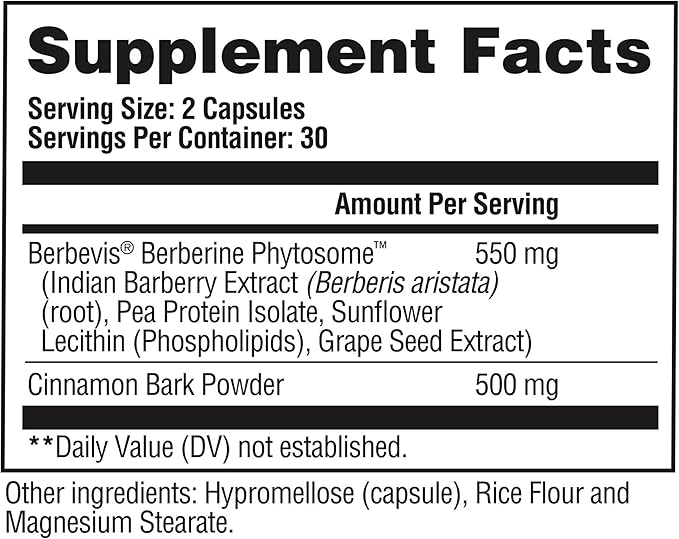 GAT SPORT Pro Berberine Berbevis Ceylon Cinnamon Extract for Men and Woman 60 Servings