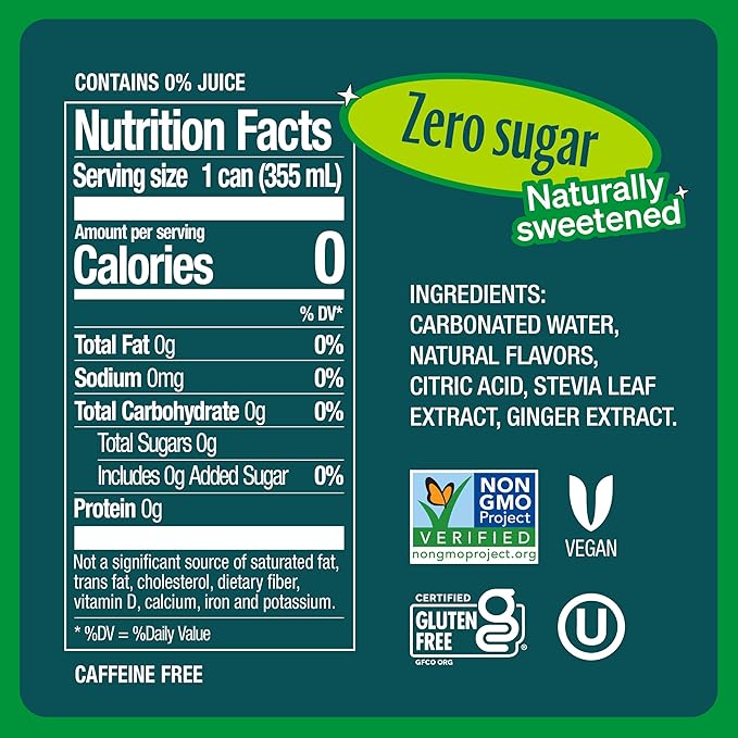 Zevia Zero Calorie Soda Ginger Ale 12 Ounce Cans (Pack of 20)