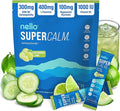 Nello Supercalm Powdered Drink Mix Cortisol Reducer and Sleep Aid Supplement L Theanine Ksm-66 Ashwagandha Magnesium Glycinate Vitamin D 3 No Sugar Non GMO On The Go 20 Ct Cucumber Lime