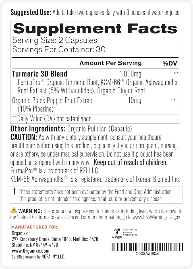 Organixx Clean Sourced Collagens (30 Servings) &amp Turmeric 3D (60 Caps) Bundle Collagen Protein Organic Turmeric Ginger &amp Ashwagandha Supports Joints Skin Hair Nails &amp Immune Health