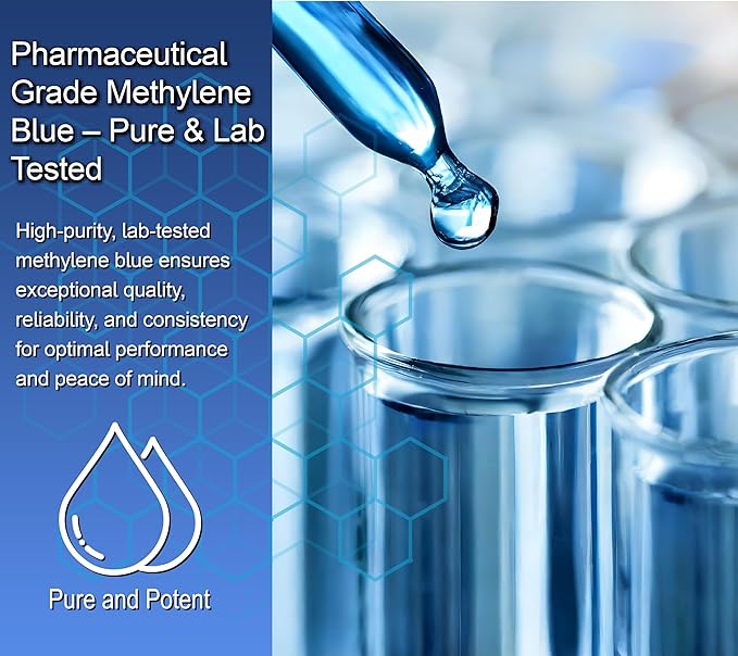 New Methylene Blue 1% Wtih Colloidal Silver Angels Lab |USP-Grade Methylthioninium Chloride Liquid | High Purity Dietary Supplement for Brain Function &amp Cognitive Health |2oz Glass Dropper Bottle…