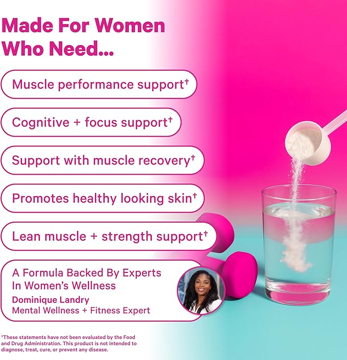 Pink Stork Workout Supplements for Women Bundle - 5g Micronized Creatine Monohydrate + 20g Vanilla Plant Based Protein Powder for Women Supports Muscles Energy Cognitive Function