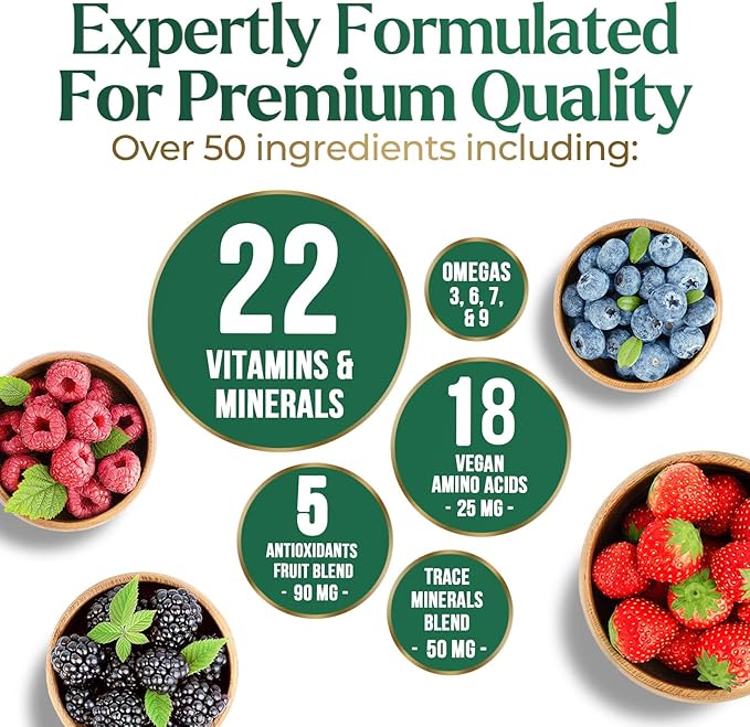 Liquid Multivitamin - Sugar Free Daily Multi Vitamin for Women Men &amp Kids Vitamins A C D B-12 Biotin &amp Zinc - Supports Faster Hair Growth &amp Skin Wrinkles Vegan Non-GMO Berry Flavo