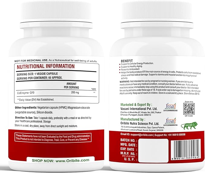 CoQ10 200mg 60 Veggie Capsules | Coenzyme Q10 Supplement for Cellular Energy &amp Heart Support | Antioxidant Support Formula | Ubiquinone Dietary Supplement (3)