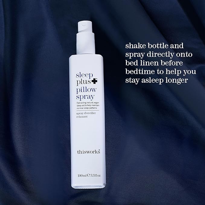 THISWORKS sleep plus pillow spray Fast-Acting Natural Rest with with Essential Oils of Lavender Vetivert and Camomile 100ml 3.3 fl oz