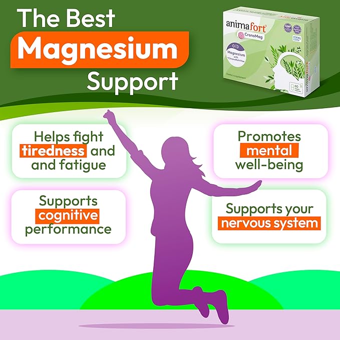 NIAM Laboratorios Magnesium Complex | Glycinate Citrate Malate | 6 High-Absorption Salts | with Vitamins B12 &amp D | 60 Capsules | Animafort CronoMag