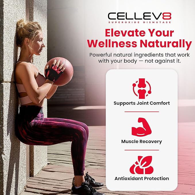 Cellev8 Prime Recovery Joint &amp Muscle Recovery Gummies - 60 Count - Antioxidant Cellular Health Daily Energy Wellness Supplements with SOD Tart Cherry - NSF Sport Formula Raspberry Flavor