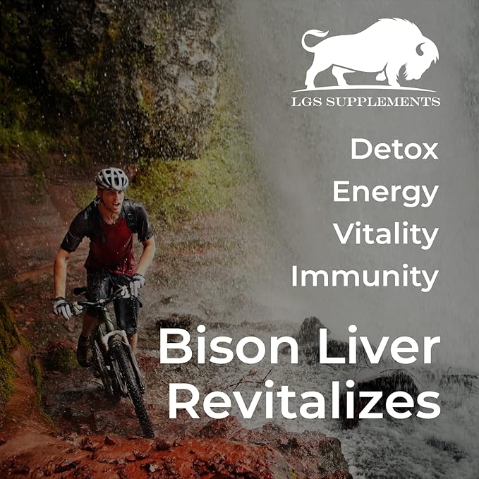 Grass Fed Bison Liver Capsules Supports Energy Production Detoxification Digestion Immunity Natural Iron Non-GMO Freeze Dried Liver Health Supplement 3000mg