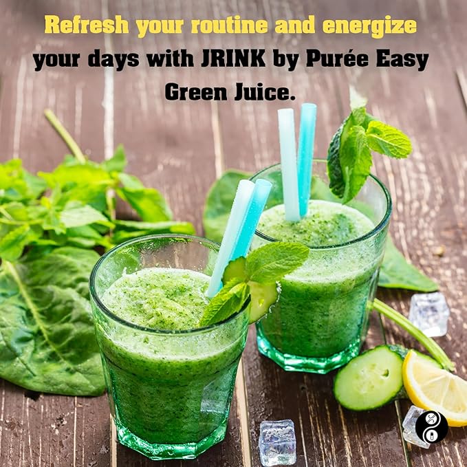 JRINK by Purée Daily Green Juice Cold Pressed Organic Fruit and Vegetable Blend Detox Cleanse Healthy Raw Greens Drink No Preservatives Juice Cleanse 16oz HDPE Bottles Pack of 24