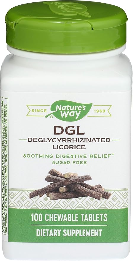 Enzymatic Therapy DGL (Without Fructose) 100 Chewable Tablets. Pack of 1