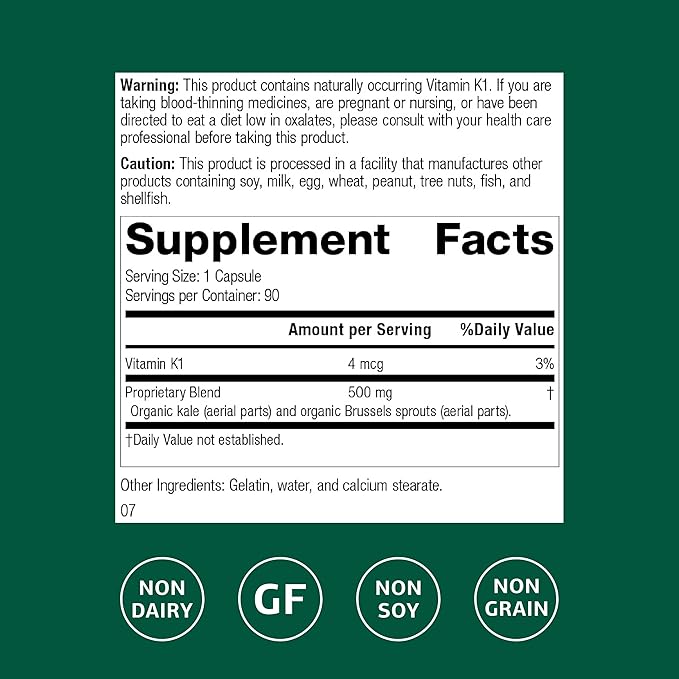 Standard Process Cruciferous Complete - Whole Food Antioxidant Detox and Liver Support with Vitamin K Organic Kale and Brussel Sprouts - 90 Capsules