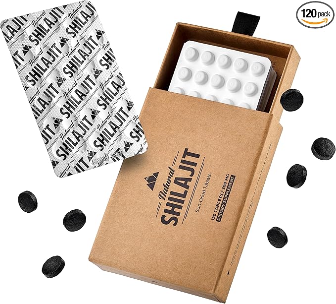Natural Shilajit Tablets – 120 Dry Drops 100% Pure Shilajit for Men &amp Women with Fulvic Acid &amp 85+ Trace Minerals for Peak Physical &amp Mental Performance Immune Health &amp Detox (4 Month