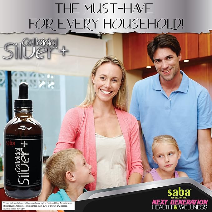 Saba Colloidal Silver 50PPM 4Fl Oz.- Seasonal Wellness Immune Support -This Multi-Use Product Comes in Handy for Several of Life’s Little Accidents. It’s A Must-Have in Every Household -24 Servings