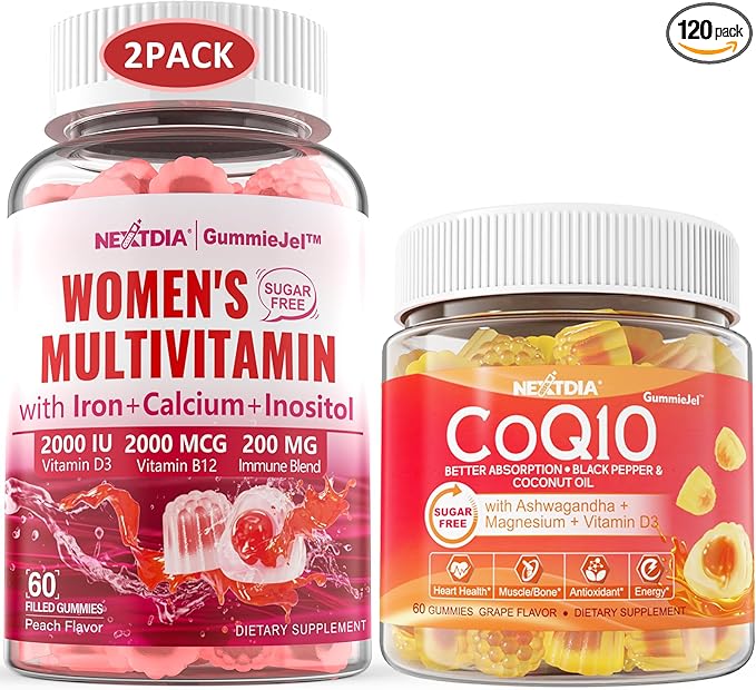 Sugar Free Multivitamin for Women Gummies 120 Counts + CoQ10 Gummies 60 Counts