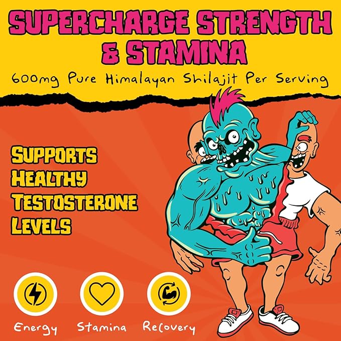 KLUNK! Shilajit Gummies for Men 600mg per Serving Organic Himalayan Shilajit Natural Vegan Supplement for Energy &amp Stamina Support Raspberry Flavor 60 Gummies 30-Day Supply